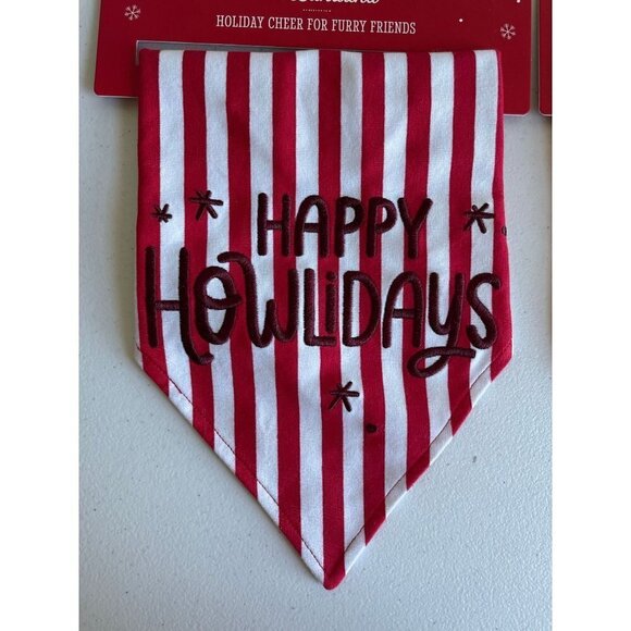 Demdaco Happy Howlidays and Santa Paws Pet Bandana Set Christmas Red White - Picture 2 of 4